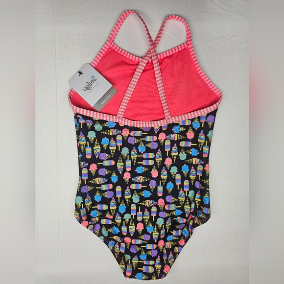 Uglies Girls Swimsuit One Piece Ice Cream Print‎ Pink Straps New NWT - Picture 2 of 6